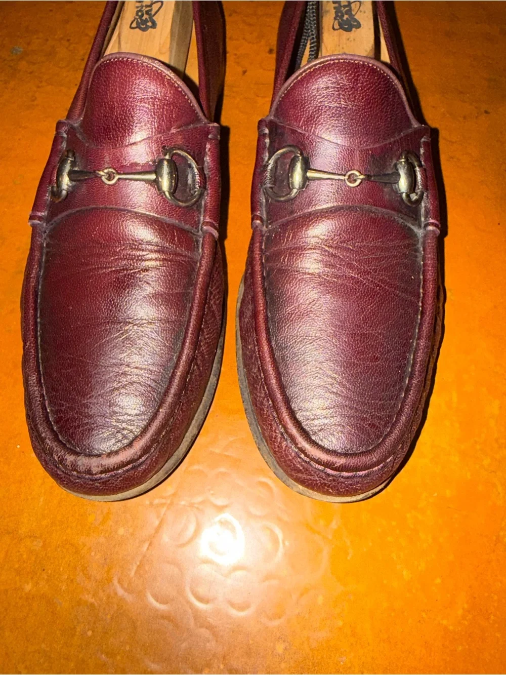 Gucci Men's Burgundy Leather Horsebit Loafers